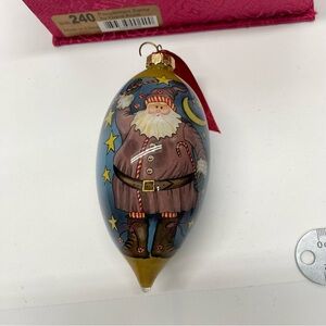 Ne'Qwa Art Glass Christmas Ornament in Box Peppermint Santa by Diane Knott Decor